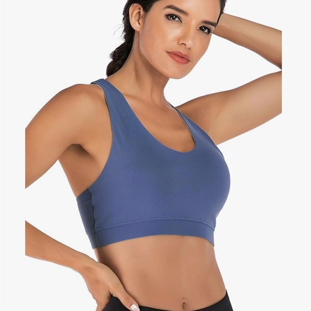 ✨ Medium Support Sports Bra with Crisscross Back - Violet, Size Large NWOT